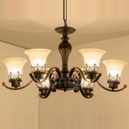 6 Light Rustic Lodge integroitu metallinen kattokruunu