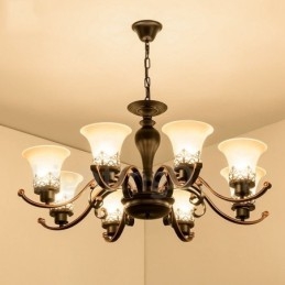 8 Light Rustic Lodge integroitu metallinen kattokruunu
