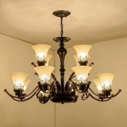 12 Light Rustic Lodge integroitu metallinen kattokruunu