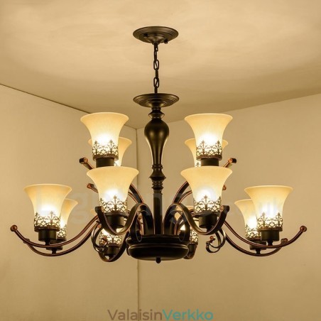 12 Light Rustic Lodge integroitu metallinen kattokruunu 12 Light Rustic Lodge integroitu metallinen kattokruunu