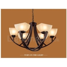 6 Light Rustic Lodge integroitu metallinen kattokruunu