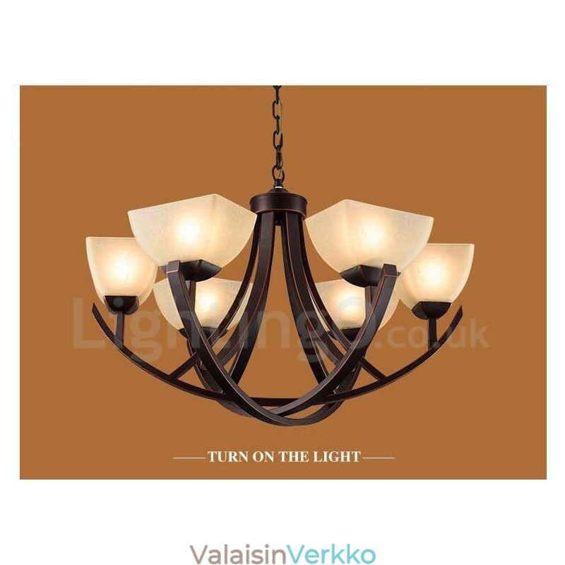 6 Light Rustic Lodge integroitu metallinen kattokruunu