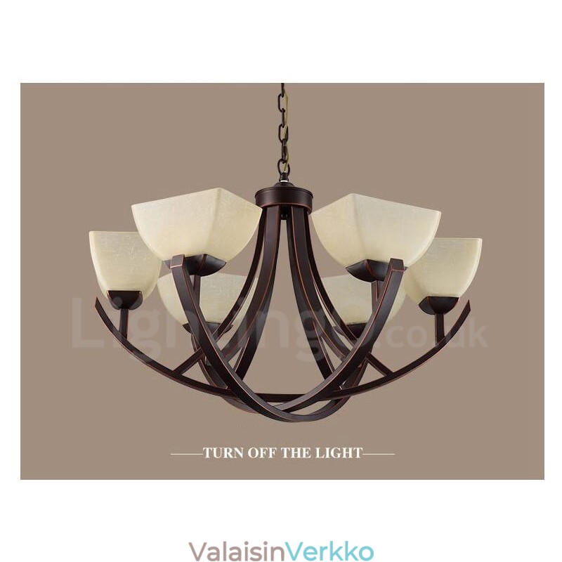 6 Light Rustic Lodge integroitu metallinen kattokruunu