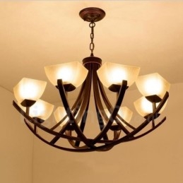 8 Light Rustic Lodge integroitu metallinen kattokruunu