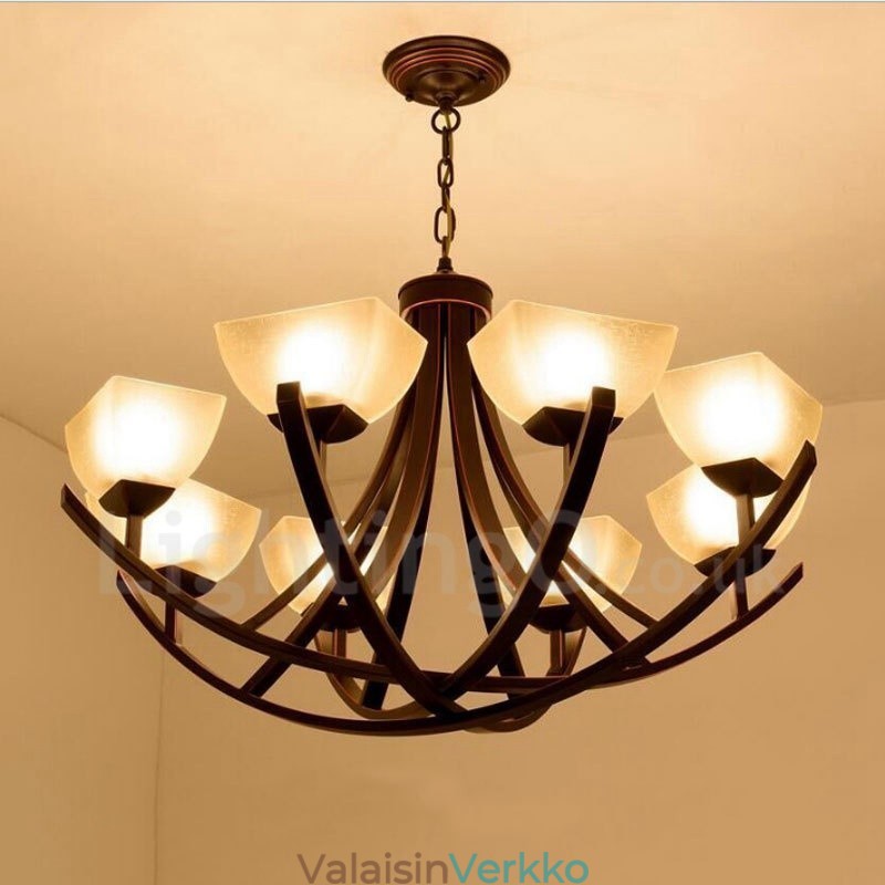 8 Light Rustic Lodge integroitu metallinen kattokruunu