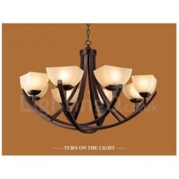 8 Light Rustic Lodge integroitu metallinen kattokruunu
