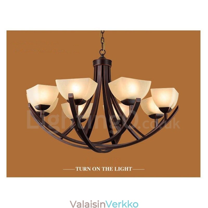 8 Light Rustic Lodge integroitu metallinen kattokruunu