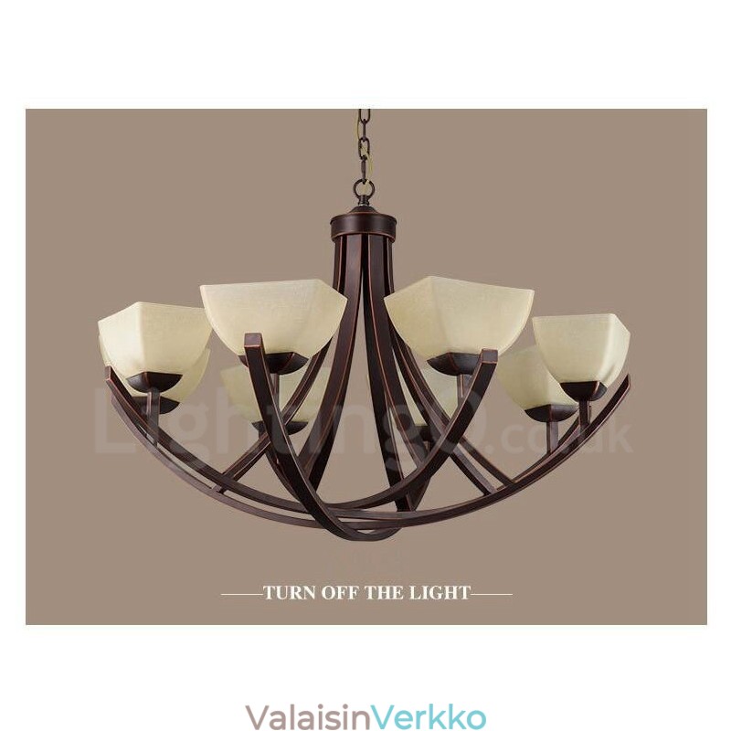 8 Light Rustic Lodge integroitu metallinen kattokruunu