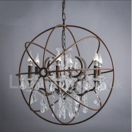 Halkaisija 60cm 80cm Vintage kristallimaalaus metallikattokruunu ruosteinen värillinen riippuvalo