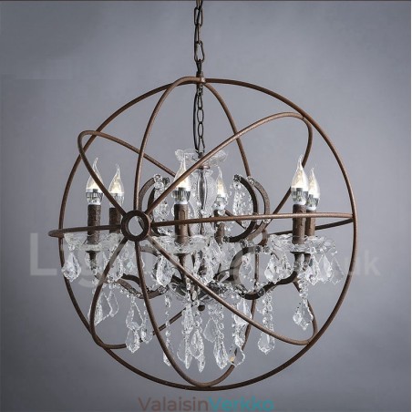 Halkaisija 60cm 80cm Vintage kristallimaalaus metallikattokruunu ruosteinen värillinen riippuvalo Halkaisija 60cm 80cm Vintage kristallimaalaus metallikattokruunu ruosteinen värillinen riippuvalo