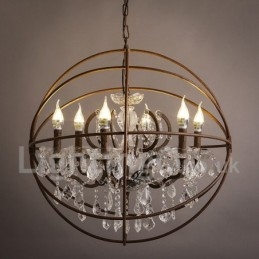 Halkaisija 60cm 80cm Vintage kristallimaalaus metallikattokruunu ruosteinen värillinen riippuvalo