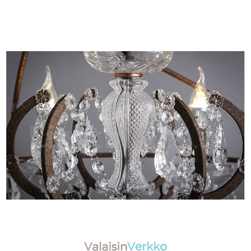 Halkaisija 60cm 80cm Vintage kristallimaalaus metallikattokruunu ruosteinen värillinen riippuvalo