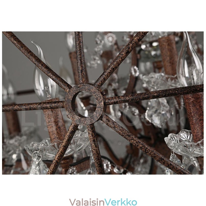 Halkaisija 60cm 80cm Vintage kristallimaalaus metallikattokruunu ruosteinen värillinen riippuvalo