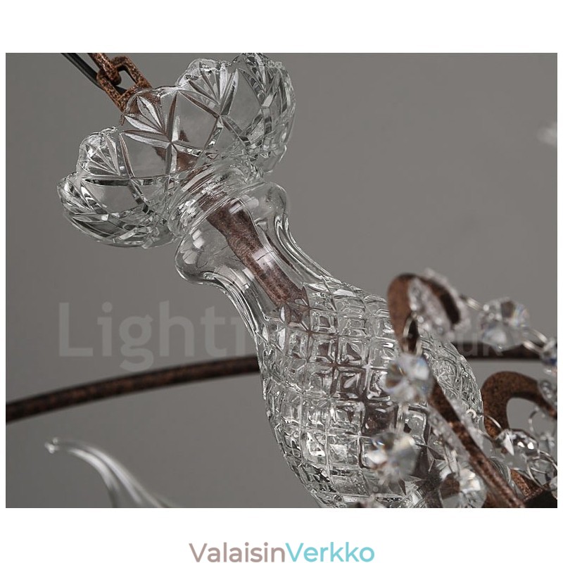 Halkaisija 60cm 80cm Vintage kristallimaalaus metallikattokruunu ruosteinen värillinen riippuvalo