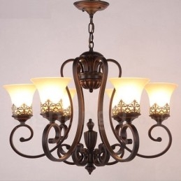 6 Light Rustic Lodge integroitu metallinen kattokruunu