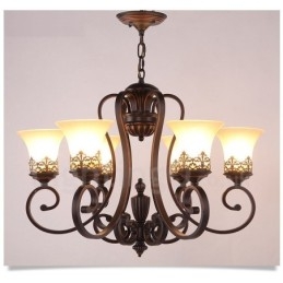 6 Light Rustic Lodge integroitu metallinen kattokruunu