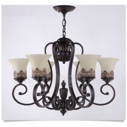 6 Light Rustic Lodge integroitu metallinen kattokruunu