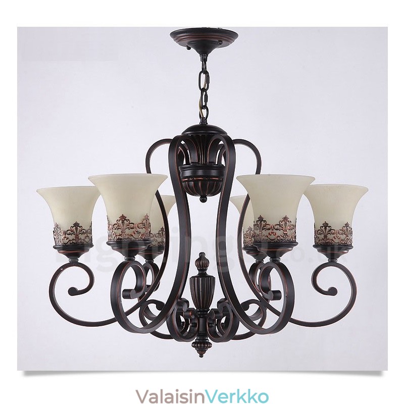 6 Light Rustic Lodge integroitu metallinen kattokruunu