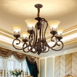 6 Light Rustic Lodge integroitu metallinen kattokruunu