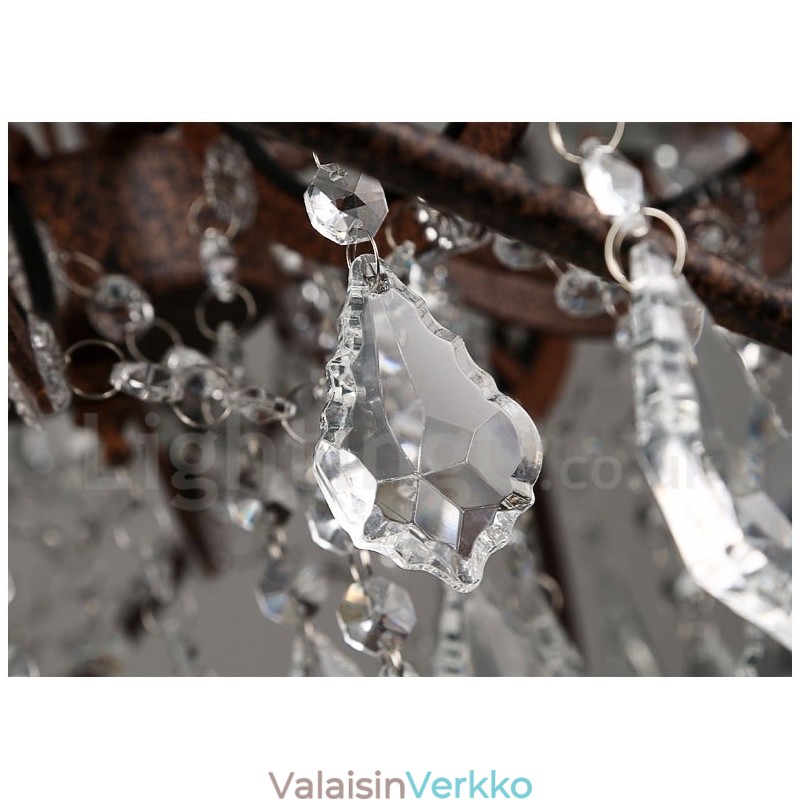 Halkaisija 60cm 80cm Vintage kristallimaalaus metallikattokruunu ruosteinen värillinen riippuvalo