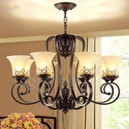 8 Light Rustic Lodge integroitu metallinen kattokruunu