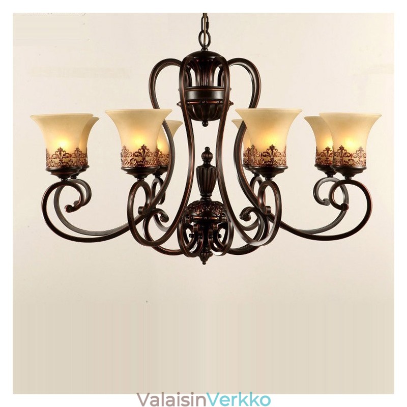 8 Light Rustic Lodge integroitu metallinen kattokruunu