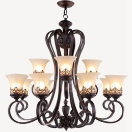 12 Light Rustic Lodge integroitu metallinen kattokruunu
