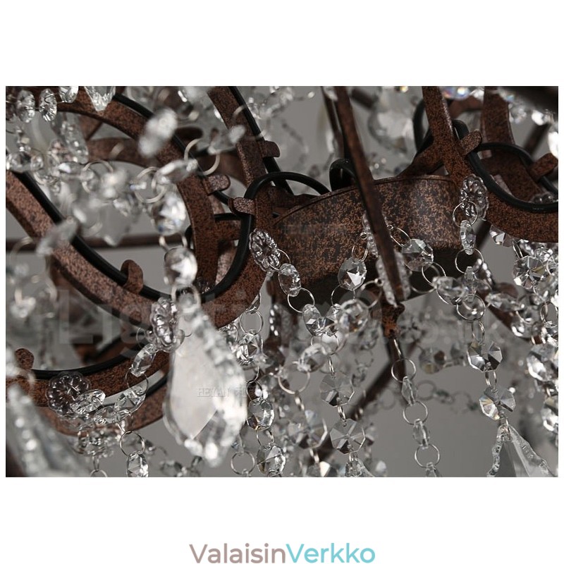 Halkaisija 60cm 80cm Vintage kristallimaalaus metallikattokruunu ruosteinen värillinen riippuvalo