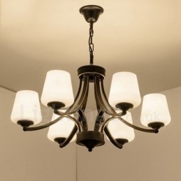 6 Light Rustic Lodge integroitu metallinen kattokruunu