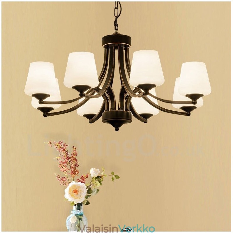 8 Light Rustic Lodge integroitu metallinen kattokruunu