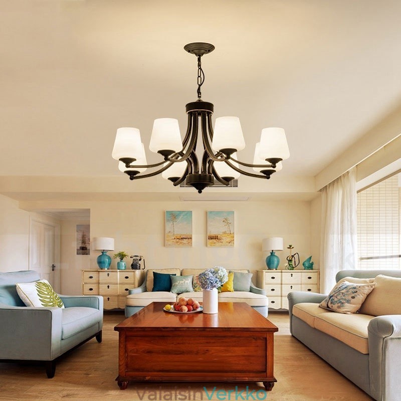 8 Light Rustic Lodge integroitu metallinen kattokruunu