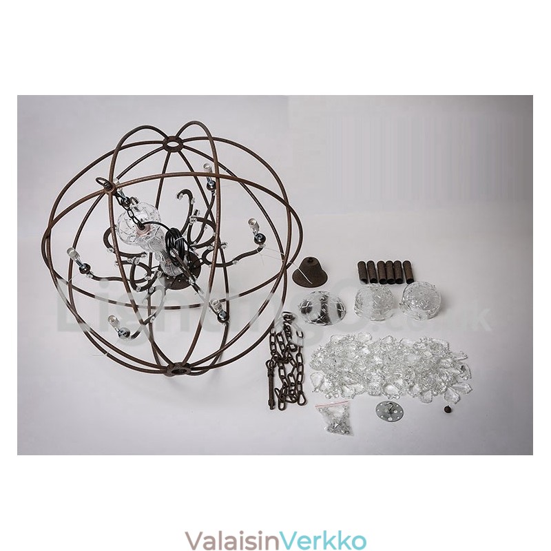 Halkaisija 60cm 80cm Vintage kristallimaalaus metallikattokruunu ruosteinen värillinen riippuvalo