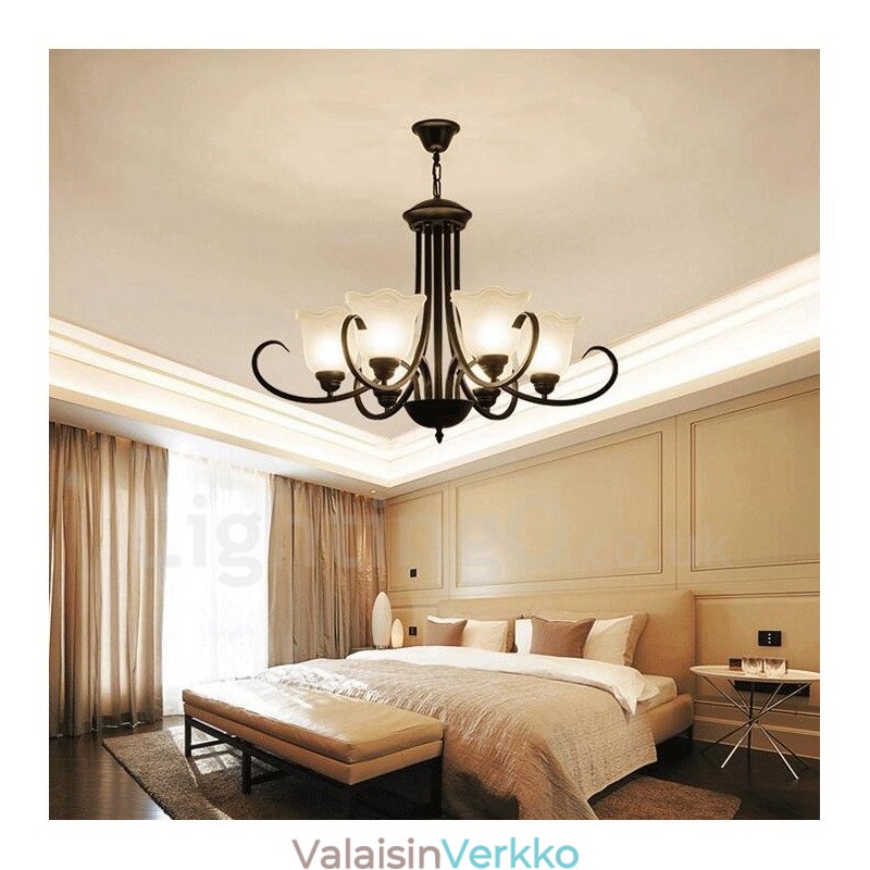 6 Light Rustic Lodge integroitu metallinen kattokruunu