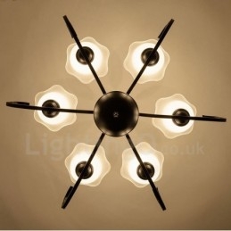 6 Light Rustic Lodge integroitu metallinen kattokruunu
