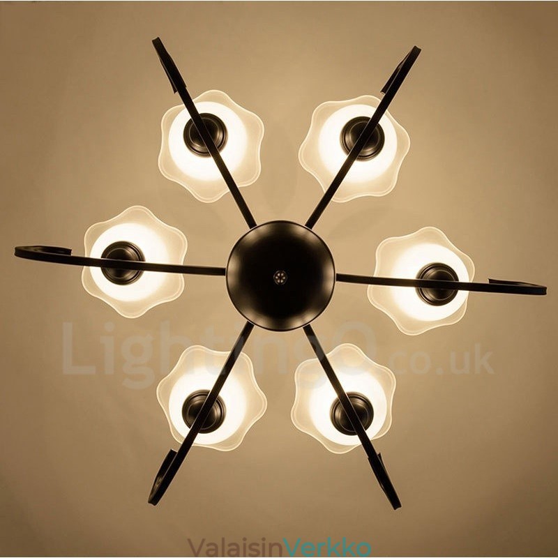 6 Light Rustic Lodge integroitu metallinen kattokruunu