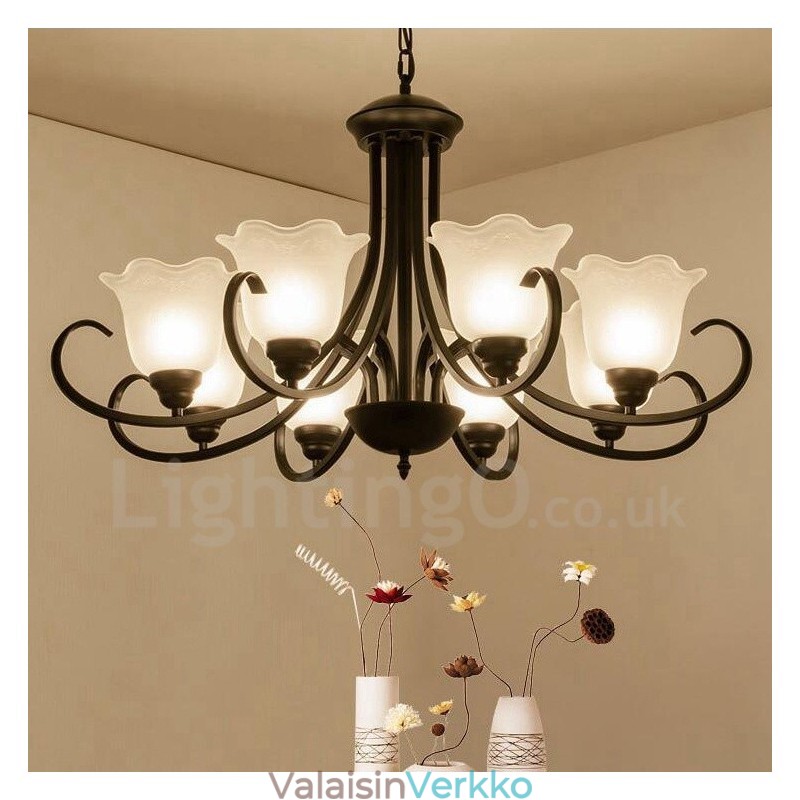 8 Light Rustic Lodge integroitu metallikattokruunu