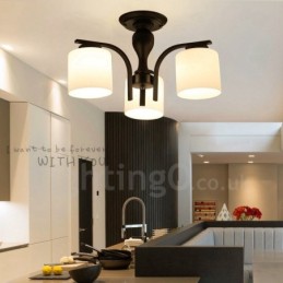 3 Light Country integroitu metallinen kattokruunu lasivarjostimella