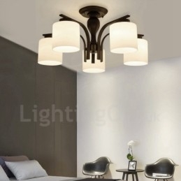 5 Light Country integroitu metallinen kattokruunu lasivarjostimella