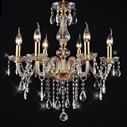 Kattokruunu 6 Lights Golden Vintage Crystal Feature