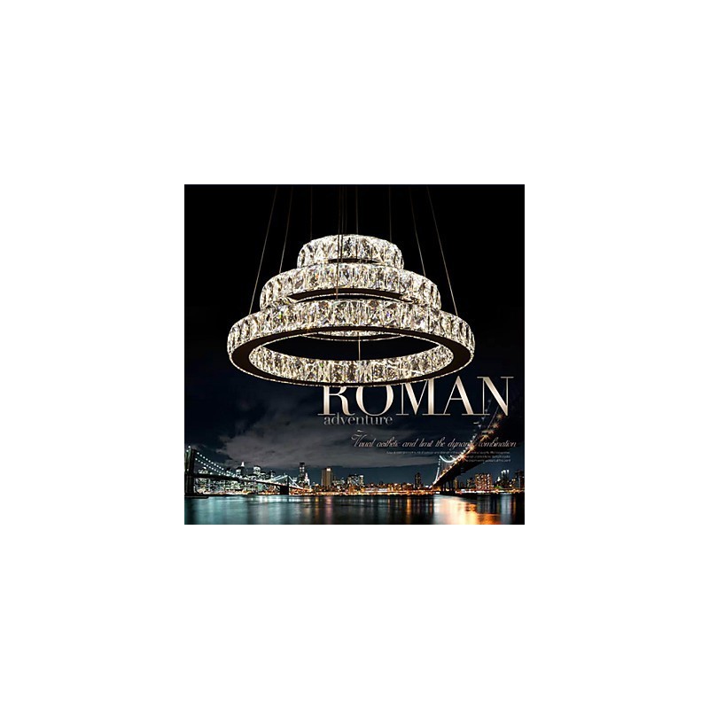 Riippuvalaisin Moderni valaistus Lämmin valkoinen Kolme rengasta D204060 Läpinäkyvät K9 Suuret kristallikatot