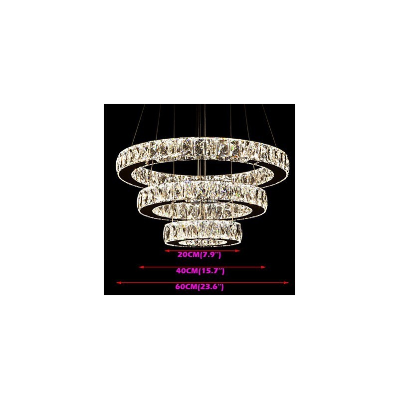 Riippuvalaisin Moderni valaistus Lämmin valkoinen Kolme rengasta D204060 Läpinäkyvät K9 Suuret kristallikatot