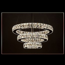 Riippuvalaisin Moderni valaistus Lämmin valkoinen Kolme rengasta D204060 Läpinäkyvät K9 Suuret kristallikatot