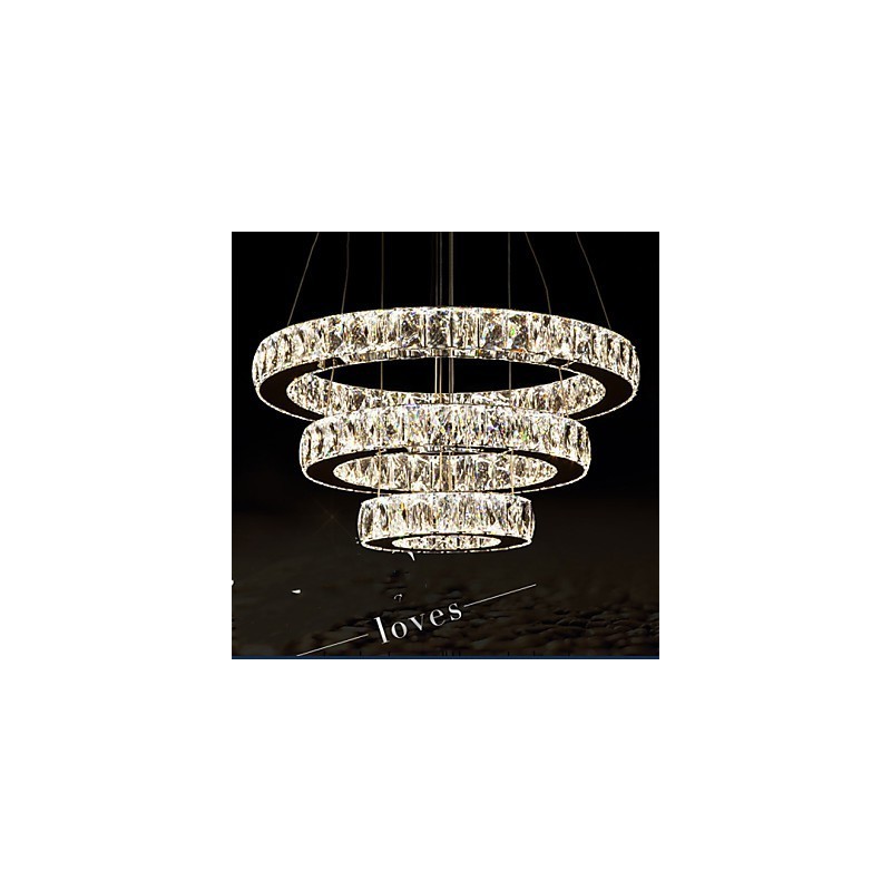 Riippuvalaisin Moderni valaistus Lämmin valkoinen Kolme rengasta D204060 Läpinäkyvät K9 Suuret kristallikatot