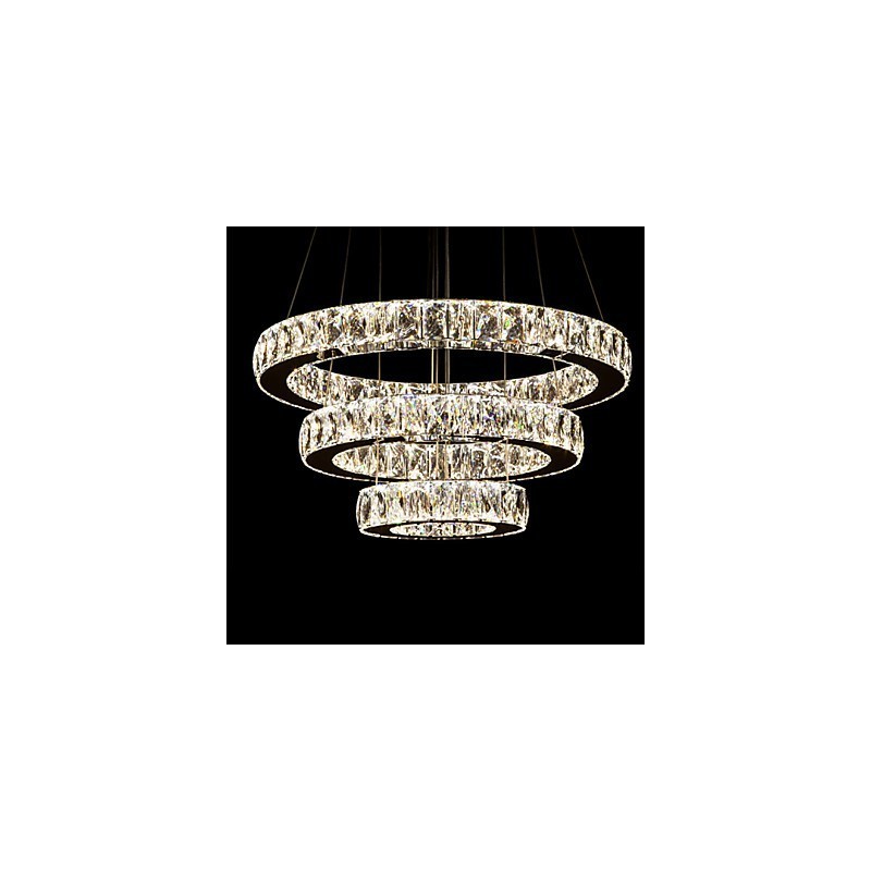 Riippuvalaisin Moderni valaistus Lämmin valkoinen Kolme rengasta D204060 Läpinäkyvät K9 Suuret kristallikatot