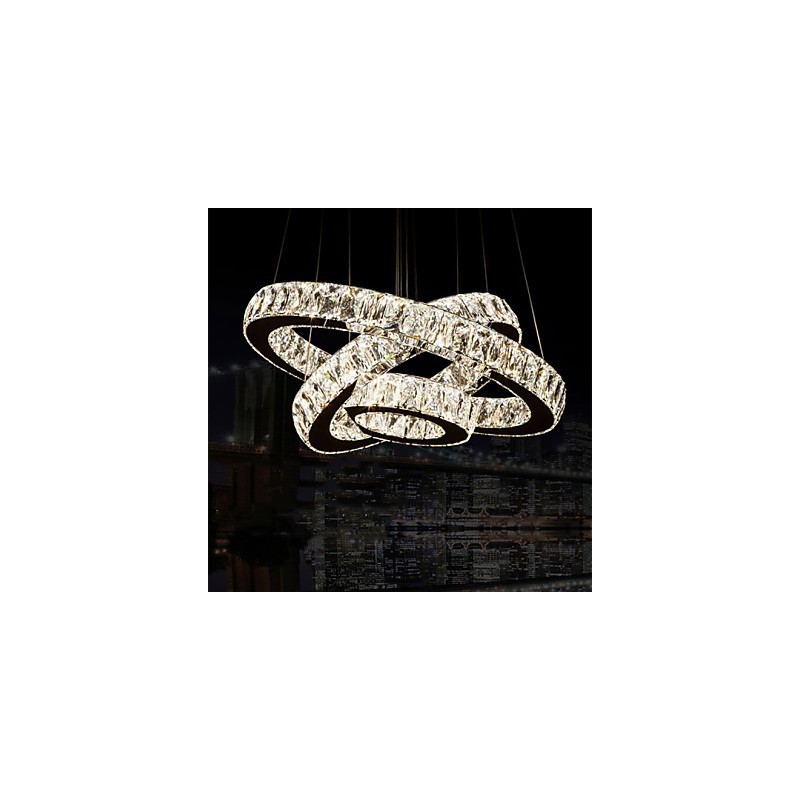 Riippuvalaisin Moderni valaistus Lämmin valkoinen Kolme rengasta D204060 Läpinäkyvät K9 Suuret kristallikatot