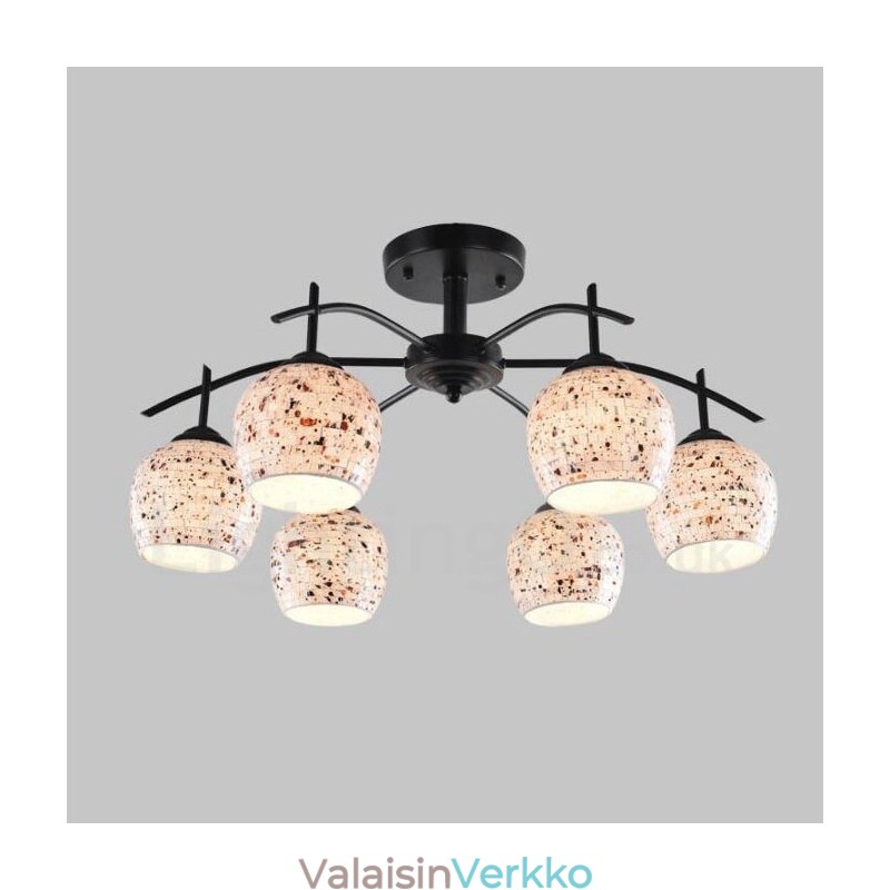6 Kevyt Välimeren tyylinen integroitu kattokruunu lasivarjostimella
