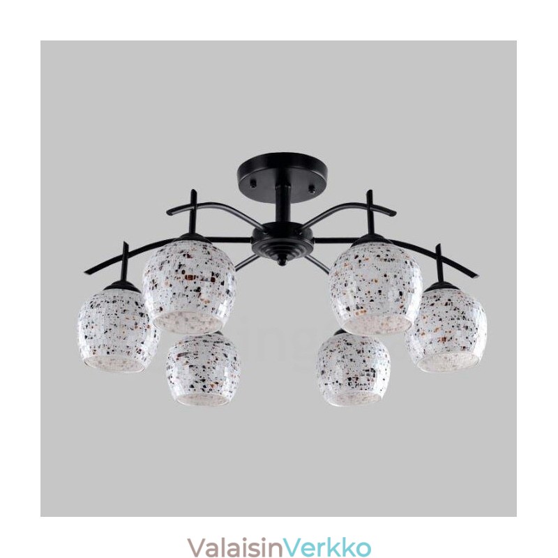 6 Kevyt Välimeren tyylinen integroitu kattokruunu lasivarjostimella