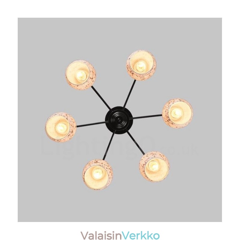 6 Kevyt Välimeren tyylinen integroitu kattokruunu lasivarjostimella