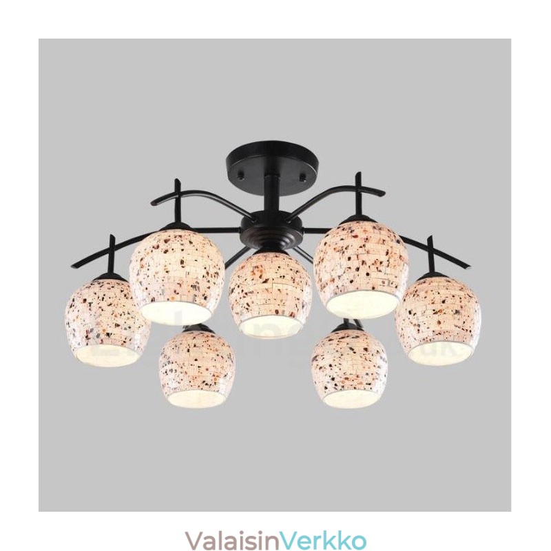 7 Kevyt välimerellinen integroitu kattokruunu lasivarjostimella