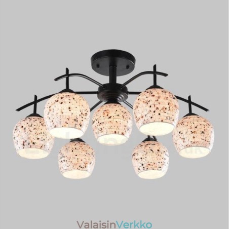 7 Kevyt välimerellinen integroitu kattokruunu lasivarjostimella